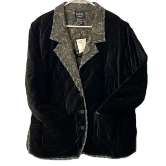 Koos Of‎ Course! Reversible Paisley Jacket Women's Size 1X Black - Picture 1 of 6